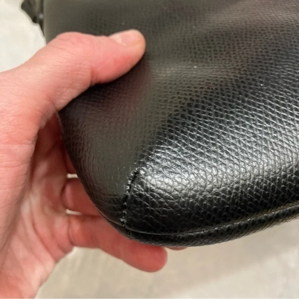 Coach black grained leather file crossbody bag